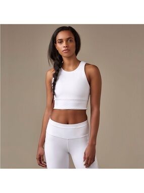 Lululemon Mind Over Miles Crop Top White Perforated Workout Luxtreme-8